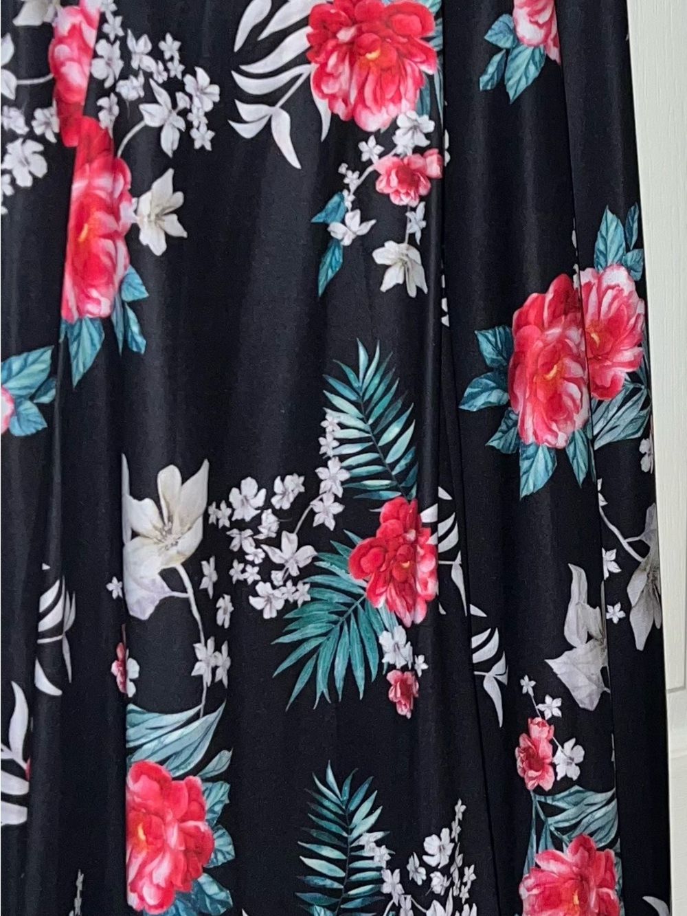 Black hi-lo sleeveless maxi dress with Pink Floral Print